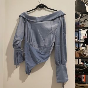 Blue One Shoulder Bodysuit